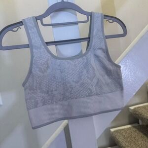 Grey &‎ White Snake Print Sports Bra